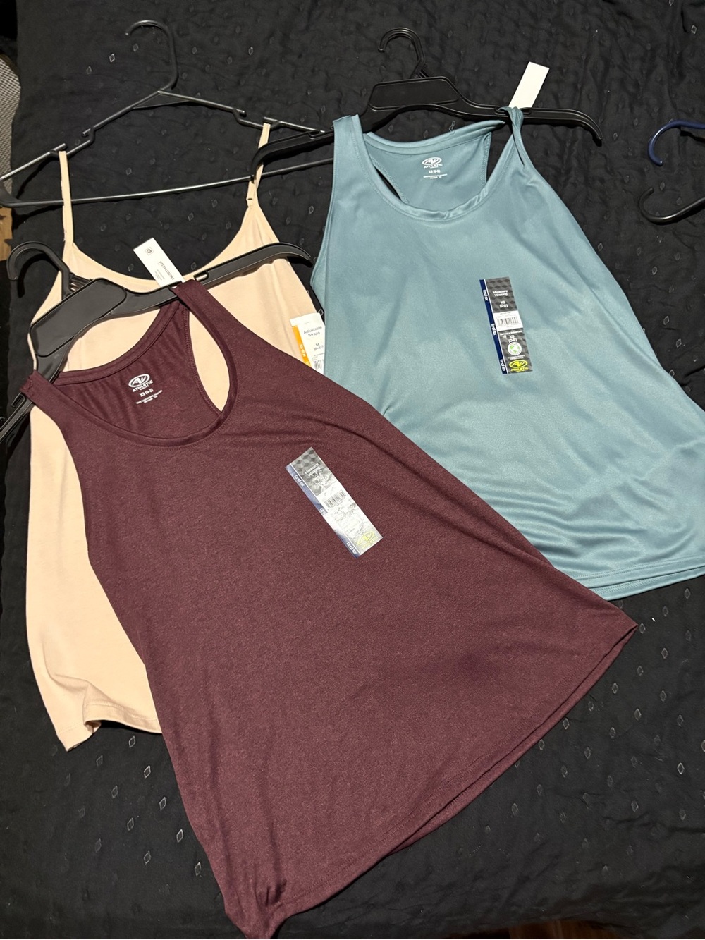 Athletic Works Tank Tops in Burgundy, Blue, Cream - 3-Pack Look